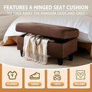 Ottoman Rectangular Storage Ottoman Bench, Flannel Footrest Stool Footstool with Lid for Living Room, Bedroom, Entryway, Chocolate, 28.5"x19"x17.5" by CozyNest Decor