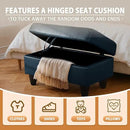 Ottoman Rectangular Storage Ottoman Bench, Faux Leather Footrest, Coffee Table, Stool Footstool with Hinged Lid for Living Room, Bedroom, Entryway, Dark Blue, 35"x23.5"x17.5" by CozyNest Decor