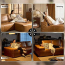 ovios Sectional Cloud Couch for Living Room, Modular Floor Sofa with Plush Corduroy, No Assembly Required, Big Comfy Couches Set with Fluffy Memory Foam, Stupendous U Shaped Sofas with Chaise, Brown by CozyNest Decor