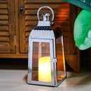 TRIROCKS Stainless Steel Candle Lanterns 12''H Decorative Candle Holders with Tempered Glass for Indoor Outdoor Porch Garden Parities and Wedding(Silver) by CozyNest Decor