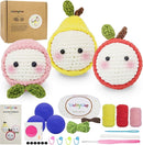 WaldyWop Crochet Kit for Beginners: 3PCS Fruit Squishies Knitting Kits, DIY Craft Kits for Adults w/Video Tutorials & Soft Yarn, Hook - Hobbies Starter Kit for Kids, Birthday Gifts Set for Girls Women by TinyTreasures Baby Boutique