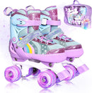 Rainbow Toddler Roller Skates - Size 4 Adjustable | Light Up Quad Skates for Girls & Boys Beginners Aged 3-12 by TinyTreasures Baby Boutique