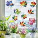 14pcs Window Decals for Bird Strikes, Anti Collision Window Clings, Rainbow Reflection Window Sticker, Maple Leaf Style Sun Catcher Stickers for Glass Windows by CozyNest Decor