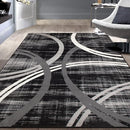Rugshop Modern Wavy Circles Design Area Rug 8'8" x 12' Black by TinyTreasures Baby Boutique