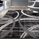 Rugshop Modern Wavy Circles Design Area Rug 6'6" x 9' Black by TinyTreasures Baby Boutique