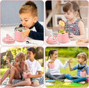 20oz Insulated Vacuum Food Jar with Buckle Lid,Soup Thermo for Hot Food Kids,Wide Mouth Leakproof Stainless Steel Lunch Container with Spoon-Pink by TinyTreasures Baby Boutique