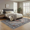 9x12 Area Rug Living Room Rugs, Stain Resistant Washable Rug, Vintage Large Non-Slip Backing, Low Pile Lightweight Print Rug for Bedroom Dinning Room Home Office (Blue/Gray) by TinyTreasures Baby Boutique