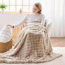 NEWCOSPLAY Faux Fur King Blanket Linen Bubble Blanket Thick Warm Soft for Couch Sofa Bed 550GSM (Linen, King(90"x110")) by CozyNest Decor