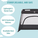 Dream On Me Travel Light Playard with Mesh Zipper Door in Black by TinyTreasures Baby Boutique