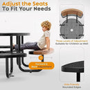 Metal Picnic Tables for Outdoors with Umbrella Hole - Coated Steel Heavy Duty Commercial Grade Table with Adjustable Seats (Black, 46 in, Round, Expanded Steel) by GreenHaven Gardens
