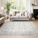 jinchan Floral Area Rugs 4x6 - Machine Washable Vintage Distressed Boho Design Throw Rug Stain Resistant Carpet Low Pile Ultra-Thin Non-Slip for Bedroom Living Room Dining Room Kitchen (4‘x6',Beige) by TinyTreasures Baby Boutique