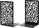 CNK Book Ends for Shelves - Metal Holders for Home Office Heavy Books, Shelf Stoppers, Decorative Set of 2 Black Infinite Leaves Bookends by CozyNest Decor
