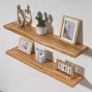 Axeman 36 inch Floating Shelves for Wall - 8'' D Live Edge Rustic Solid Elm Wood Floating Shelves Wall Mounted, Wall Shelves with Invisible Bracket for Living Room Bedroom Kitchen, Set of 2 Natural by CozyNest Decor
