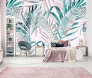 Tropical Pink Palm Leaf Wallpaper Girls Bedroom Colorful Plant Leaves Wall Mural Living Room (Not Peel and Stick) by CozyNest Decor