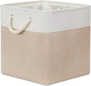 Bidtakay Fabric Storage Baskets for Organizing Beige 13 Inch Collapsible Square Baskets 3 Pack Organization Bins Large Cube Storage Bins Closet Baskets for Shelves Clothes by TinyTreasures Baby Boutique