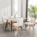 Mid Century Modern Farmhouse Dining Chairs Set of 6, Upholstered Armless Kitchen Chairs with Back and Wooden Legs, Linen Beige by CozyNest Decor