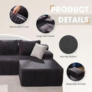 Hobestluk 96” Modular Sectional Sofa Couches L-Shape Couch 3 Seat Modular Sofa Memory Foam Sectional Couches for Living Room, Cloud Couch with Oversized Chaise (Grey, Stripe (Right Facing Chaise)) by CozyNest Decor