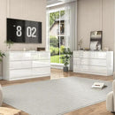 White Malm Dresser for Bedroom, 55 Inch Full High Gloss Dresser with 7 Drawers, Modern Large Wood Chest of Drawer Handle Free, Living Room, Entryway, Hallway, White by CozyNest Decor