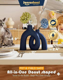 Matte Blue Vase Set - Hug Hollow Donut Aesthetic Ceramic Vases Home Decor, Navy Blue Decor Modern Coastal Decorative Vase for Table Centerpiece Bookshelf Office Entryway Console Fireplace (Navy Blue) by CozyNest Decor