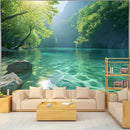 BSFHH Nature Tapestry Forest Tree Sea Cave Wall Hanging, Stream Through Rainforest Landscape Wall Art Tapestry for Bedroom Living room (Lake View, 90"×70", Unframed) by CozyNest Decor