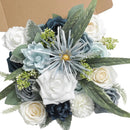 Blue White Artificial Flowers Silk Fake Roses Peonies Greenery Combo Box Set for DIY Wedding Bouquets Bridal Shower Centerpieces Floral Arrangements Party Tables Home Decoration by GreenHaven Gardens