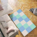 qqpp EVA Rubber 18 Tiles Interlocking Puzzle Foam Floor Mats - Baby Play Mat for Playing | Exercise Mat for Home Workout. White, Blue, Green. QC-AGHb18N by TinyTreasures Baby Boutique