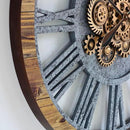 The Gears Clock 36'' Inch Real Moving Gear Wall Clock Vintage Industrial Oversized Rustic Farmhouse (Wood and Stone) by CozyNest Decor