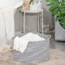 KAKAMAY Large Blanket Basket (20"x13"),Woven Baskets for storage Baby Laundry Hamper, Cotton Rope Blanket Basket for Living Room, Laundry, Nursery, Pillows, Grey with Blue & Brown Dotted