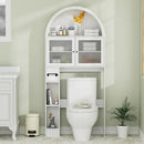 Over The Toilet Storage Cabinet, 31''W Arched Space-Saving Bathroom Organizer with Adjustable Shelf and Acrylic Doors, Freestanding Over Toilet Cabinet for Bathroom, Laundry, Restroom (White) by CozyNest Decor