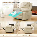 Recliner Chair with Electric Massage Adjustable Footrest & Heat, Manual Leather Recline for Adults Living Room Remote Control (Beige) by CozyNest Decor
