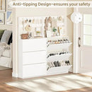 Shoe Cabinet with 3 Flip Drawers, Narrow Shoe Cabinet with 9 Hooks Coat Rack, Freestanding Shoes Storage Cabinets with Adjustable Shelves for Entryway, Hallway, Living Room, White by CozyNest Decor
