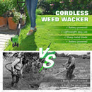 Electric Weed Wacker Eater Cordless Battery Powered, Weed Trimmer 21V Lightweight No-String with 2 Battery Operated & Wheels, 3 in 1 Stringless Grass Trimmer/Edger/Brush Cutter for Garden Yard Lawn by GreenHaven Gardens