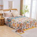 Boho Throw Blanket for Bed, 100% Cotton Soft Rustic Quilt Fall Blanket, 50"x60" Floral Printed Farmhouse Decor Bed Blankets, All Season Rustic Reversible Bohemian Throw Quilt by CozyNest Decor