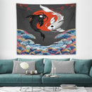 Houselerax Japanese Koi Fish Tapestries, Yin Yang Big Wave Cherry Blossom Tapestry Wall Hanging for Bedroom Living Room Office Decor 60"x50" by CozyNest Decor