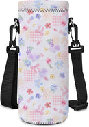 Neoprene Water Bottle Carrier Bag with Adjustable Shoulder Strap for Men Women Walking Hiking,Portable Insulated Holder Case for Stainless Steel/Glass/Plastic Bottles by TinyTreasures Baby Boutique