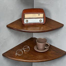 Corner Shelves, Floating Corner Shelf, Set of 2 12inch Solid Oak Wood Corner Wall Shelves, Round End with Wire Hole for Small Plant for Bedroom Kitchen, Living Room by CozyNest Decor