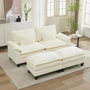 URRED Modular Sectional Sofa Comfy Cloud Couch, Modern Chenille Sofa Sleeper Deep Seat Couches with Ottoman/Pillows for Living Room (White, 82.6''- 2 Ottomans) by CozyNest Decor