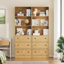 71" Tall Bookshelves Set of 2, Bookcases with Drawers, Bookshelves with Storage, Wooden Bookshelf with 3 Drawers & 3-Tier Open Shelves,Home Decor Furniture for Living Room,Bedroom,Home,Natural by CozyNest Decor