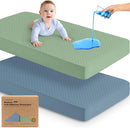 Waterproof Crib Mattress Protector Cover Fitted - 2-Pack Quiet Baby Crib Mattress Pad Sheets, 52" x 28" Soft Quilted Cotton Baby Sheet, Machine Washable, Easy Fit, Durable (Lagoon/Quin) by TinyTreasures Baby Boutique
