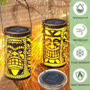 2 Pack Tiki Solar Lanterns Tiki Bar Light Decor Outdoor Waterproof Gifts for Women Men Hanging Lantern Metal Hollowed Out Decor for Summer Garden Patio Lawn Porch Festival Party by GreenHaven Gardens