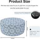 Inflatable Ottoman Stool D31 xH14 for Outdoor/Indoor Use, Water Repellent Patio Foot Rest Stool with Portable Handle,Round Pouf Ottoman Suitable for Garden,Deck and Camping - Medallion Blue by CozyNest Decor