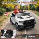 Licensed Ram 1500 Ride on Toys for Kids 4-8, Ride-on Electric Car for Kids with Remote Control, Battery Powered with Car Key/Gear Selector, LED Light/Music/MP3, Back Storage (White) by TinyTreasures Baby Boutique