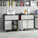 Metal Storage Cabinet on Wheels with 1 Drawer, Rolling Steel Garage Tools Cabinet with Side Pegboard &4 Hooks & 1 Adjustable Shelf for Garage,Shop,Home,Gray/Black, Assembly Required by GreenHaven Gardens