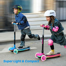 ZIFFY 3-Wheel Light-Up Kids Scooter, Kids Balance Scooter for Boys Girls with 20 Dynamic LED Lights, 4 Adjustable Height, Lean-to-Steer Design with Anti-Slip Wide Surface for Stability - Up to 110LBS by TinyTreasures Baby Boutique