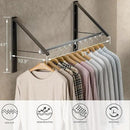 Dr.DJ Clothes Drying Rack with Rod, Wall-Mounted Retractable & Foldable Clothes Hanger for Laundry Room Organization and Storage, Metal Clothes Hanger Rack for Dorm, Closet, Balcony 2Rack, 1Rod Black by CozyNest Decor