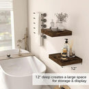 Fun Memories 12 Inch Floating Shelf, Rustic Wood Wall Shelves for Wall Decor & Storage, 12 x 12 Floating Shelf for Living Room, Bathroom, Bedroom, Rustic Brown, Set of 2 by CozyNest Decor
