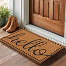 Barnyard Designs Natural Coco Coir Heavy Duty Backing Doormat - Large Cute Non-Slip Front Door Welcome Mat for Outside Entrance or Porch Entry, Brown (17x30, Hello) by CozyNest Decor