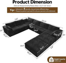 Oversized Modular Sectional Cloud Couch,157.5" U Shaped Modern Sofa with 2 Ottoman and 2 Middle Seats,Upholstered Couches with Corduroy Fabric for Living Room Furniture,No Assembly Required,Black by CozyNest Decor