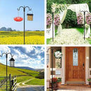 FEED GARDEN Adjustable Double Shepherds Hook for Outdoor with 5 Prong Base 63 Inch Heavy Duty Two Sided Bird Feeder Pole for Hanging Plant Baskets, Solar Light Lanterns, Wind Chimes 2 Pack by GreenHaven Gardens