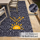 OLANLY Outdoor Rug Waterproof 5x8 ft Clearance, Reversible Outdoor Plastic Straw Rug with Floral Pattern, RV Mat for Patio, Camping, Balcony, Deck, Backyard, Black & Grey by CozyNest Decor